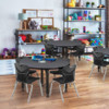 Kee Round Classroom Tables, 42 W, 42 L, 23-34 H, Wood, Metal, Grey TB42RNDGYAPBK
