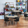 Round Classroom Tables, 42 W, 42 L, 23-34 H, Wood, Metal, Maple  TB42RNDPLAPBK