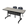 Kobe Rectangle FlipTop Table, 72" W, 29" H, Laminate Top, Maple MKFTM7230PL47BK