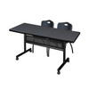 Kobe Rectangle FlipTop Table, 60" W, 29" H, Laminate Top, Gray MKFTM6030GY47BK