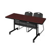 Rectangle FlipTop Table, 60" W, 29" H, Laminate Top, Mahogany