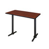 Rectangle Cain Cafe Training Table, 48 W, 24 L, 42 H, Wood,Metal Top, Cherry