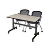 Kobe Rectangle FlipTop Table, 48" W, 29" H, Laminate Top, Maple MKFT4824PL23BK