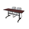 Kobe FlipTop Table, 60" W, 29" H, Laminate Top, Mahogany MKFT6024MH44GY