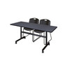 Kobe FlipTop Table, 60" W, 29" H, Laminate Top, Gray MKFT6024GY44BK
