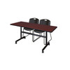 Kobe FlipTop Table, 60" W, 29" H, Laminate Top, Mahogany MKFT6024MH44BK