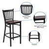 Restaurant Stool,Vertical Back,Mah Seat  XU-DG-6R6B-VRT-BAR-MAHW-GG