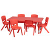 Rectangle Table Set, Plastic, Steel, Red  YU-YCX-0013-2-RECT-TBL-RED-E-GG