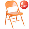 Flash Furniture Orange Marmalade Folding Chair,PK4 4-HF3-ORANGE-GG