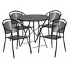 30" Round Black Steel Folding Table w/ 4 Chairs