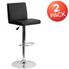 Black Vinyl Adjustable Height Barstool,Panel Back,Chrome Base,PK2  2-CH-92066-BK-GG