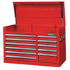 WESTWARD Top Chest, 11-Drawers, Powder Coated Red, 41.5" W x 18.5" D x 27" H