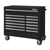 WESTWARD Rolling Tool Cabinet, 13-Drawers, Gloss Black, 42" W x 19" D x 40" H