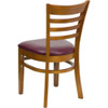 Ladder Back Cherry Wood Restaurant Chair,Burgundy Vinyl Seat,PK2  2-XU-DGW0005LAD-CHY-BURV-GG