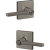 Schlage F Series Latitude Lever Collins Satin Nickel Bed & Bath Lock F40 LAT 619 COL 214364