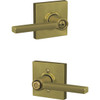 Schlage F Series Latitude Lever Collins Satin Brass Bed & Bath Lock F40LAT608COL 256159