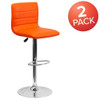 Orange Vinyl Adjust Barstool,Counter Ht Swivel,Chrome Ped Base,PK2  2-CH-92023-1-ORG-GG
