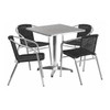 Square Table Set, Aluminum, Plastic, Rattan, Stainless Steel, Grey