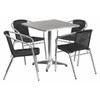 Square Table Set, Aluminum, Plastic, Rattan, Stainless Steel, Grey