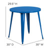 Flash Furniture Round 30" W, 30" L, 29.5" H, Metal Top, Blue CH-51090-29-BL-GG