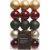 Decoris 2.4 In. Shatterproof Red-Green-Gold Bauble Christmas Ornament (30-Pack) 9976493 917741