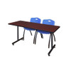 Rectangle Training Table, 60" W, 29" H, Laminate Top, Mahogany