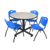 Kobe Round Table & Chair Set, Wood, Metal, Plastic Top, Maple