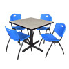 Cain Cain Square Table & Chair Set, Wood, Metal, Plastic Top, Maple TB4242PL47BE