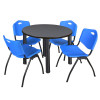 Kee Round Table & Chair Set, Wood, Metal, Plastic Top, Grey