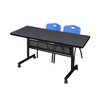 Kobe Rectangle FlipTop Table, 60" W, 29" H, Laminate Top, Gray MKFTM6030GY47BE