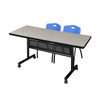 Kobe Rectangle FlipTop Table, 72" W, 29" H, Laminate Top, Maple MKFTM7230PL47BE