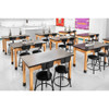 National Public Seating Stool w-Back, Steel, Vinyl, Black, 18" H 6418B-10