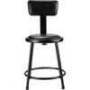 National Public Seating Stool w-Back, Steel, Vinyl, Black, 18" H 6418B-10