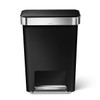 Simplehuman 45 L Rectangular Step-On Can, Black, Plastic, 19 in CW1385