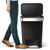 Simplehuman 45 L Rectangular Step-On Can, Black, Plastic, 19 in CW1385