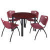 Kee Round Table & Chair Set, Wood, Metal, Plastic Top, Mahogany