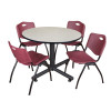 Kobe Round Table & Chair Set, Wood, Metal, Plastic Top, Maple