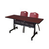 Rectangle FlipTop Table, 60" W, 29" H, Laminate Top, Mahogany