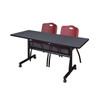 Kobe Rectangle FlipTop Table, 60" W, 29" H, Laminate Top, Gray MKFTM6024GY47BY