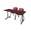 Rectangle Training Table, 60" W, 29" H, Laminate Top, Mahogany