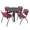 Kee Round Table & Chair Set, Wood, Metal, Plastic Top, Grey