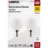 Satco 40W Equivalent G16.5 Candelabra Base 2700K LED Bulb (2-Pack) S21812 565932