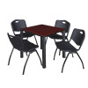Kee Square Table & Chair Set, Wood, Metal, Plastic Top, Mahogany