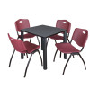 Kee Square Table & Chair Set, Wood, Metal, Plastic Top, Grey
