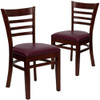 Ladder Back Mahogany Wood Restaurant Chair,Burgundy Vinyl Seat,PK2  2-XU-DGW0005LAD-MAH-BURV-GG