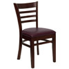 Ladder Back Mahogany Wood Restaurant Chair,Burgundy Vinyl Seat,PK2  2-XU-DGW0005LAD-MAH-BURV-GG