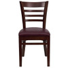 Ladder Back Mahogany Wood Restaurant Chair,Burgundy Vinyl Seat,PK2  2-XU-DGW0005LAD-MAH-BURV-GG