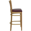 Barstool, Natural Wood, Burgndy Vinyl Sea, Seat Height Range: 31"  XU-DGW0008BARVRT-NAT-BURV-GG