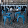 Distressed Antique Blue Metal Indoor-Outdoor Stackable Chair,PK4