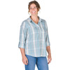 Berne Flex180 Women's 2XL Plaid Eggshell Blue UPF Button Down Long Sleeve Shirt
